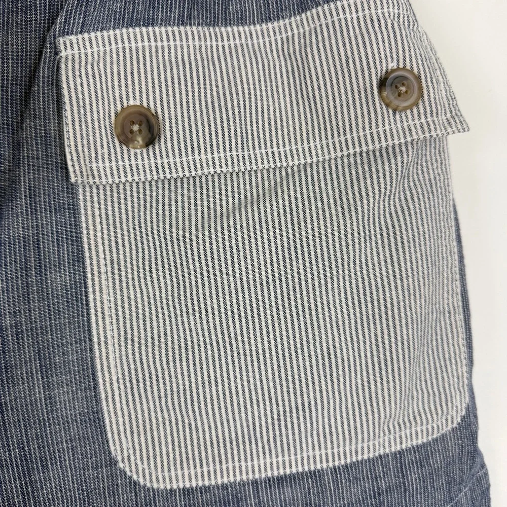Ulla Johnson Granite Gray Blue Stripe Gracie Drawstring Shorts 8